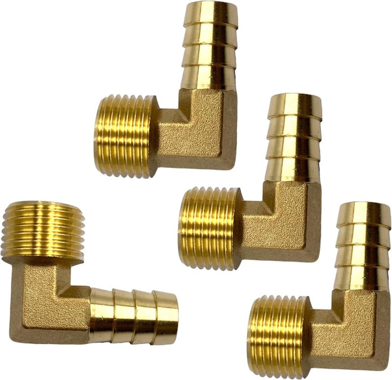 Bumugufu 4Pcs 1/2 Barb to 1/2 NPT 90 Degree Elbow Hose Fittings,1/2 Inch NPT Male to 1/2 Inch OD Hose Barb Fittings for Water, Fuel, Air - Image 4